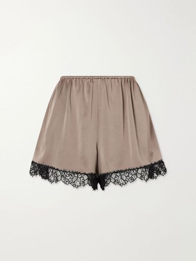 STELLA MCCARTNEY Lace-trimmed embroidered satin shorts