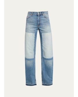 Stella McCartney Mid-Rise Patchwork Straight-Leg Jeans