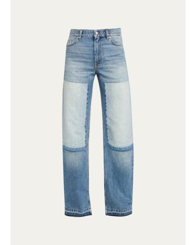 Stella McCartney Mid-Rise Patchwork Straight-Leg Jeans