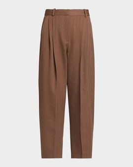 Stella McCartney Mid-Rise Pleated Balloon Crop Trousers