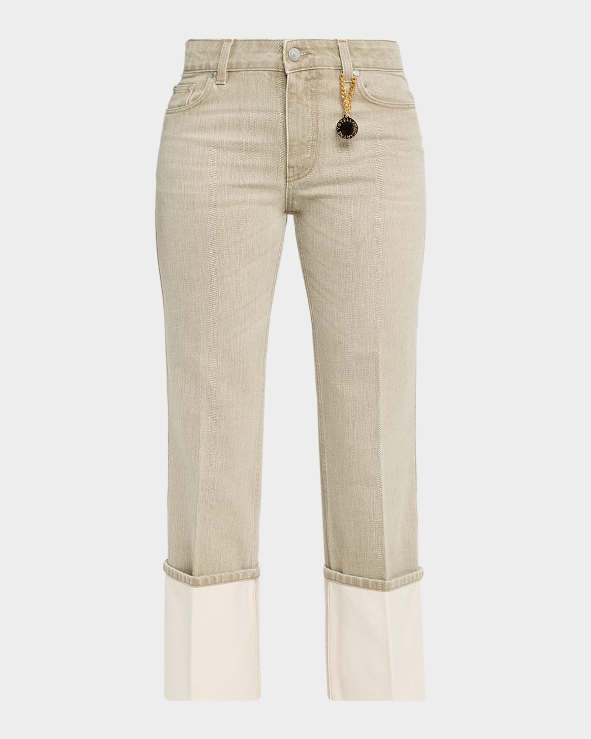 Stella McCartney Mid-Rise Straight-Leg Cuffed Crop Jeans