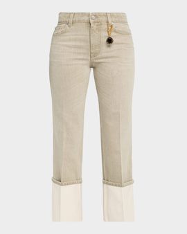 Stella McCartney Mid-Rise Straight-Leg Cuffed Crop Jeans