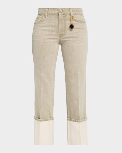 Stella McCartney Mid-Rise Straight-Leg Cuffed Crop Jeans