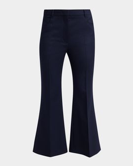 Stella McCartney Mid-Rise Wool Kickflare Crop Pants