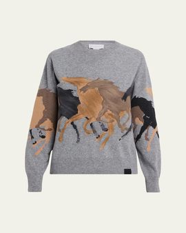 Stella McCartney Racing Horses Crewneck Sweater