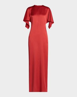 Stella McCartney Satin Tie-Back Maxi Dress