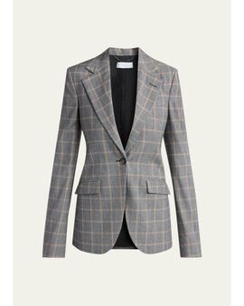 Stella McCartney Slim Checked Single-Breasted Blazer Jacket