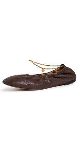 Stella McCartney Stella McCartney Ballerina Shaggy Deer Faux Leather Flats Mahogany