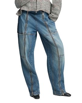 Stella Mccartney Stella McCartney Barrel Leg Zip Jeans in Mid Blue Vintage