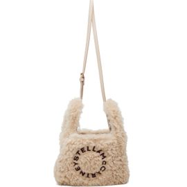 Stella McCartney Stella McCartney Beige Logo Faux-Shearling Shoulder Bag