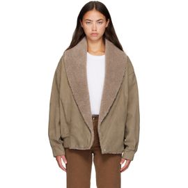Stella McCartney Stella McCartney Beige Vegan Suede Plush-Trimmed Jacket