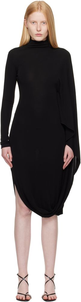 Stella McCartney Stella McCartney Black Asymmetric Cape Midi Dress