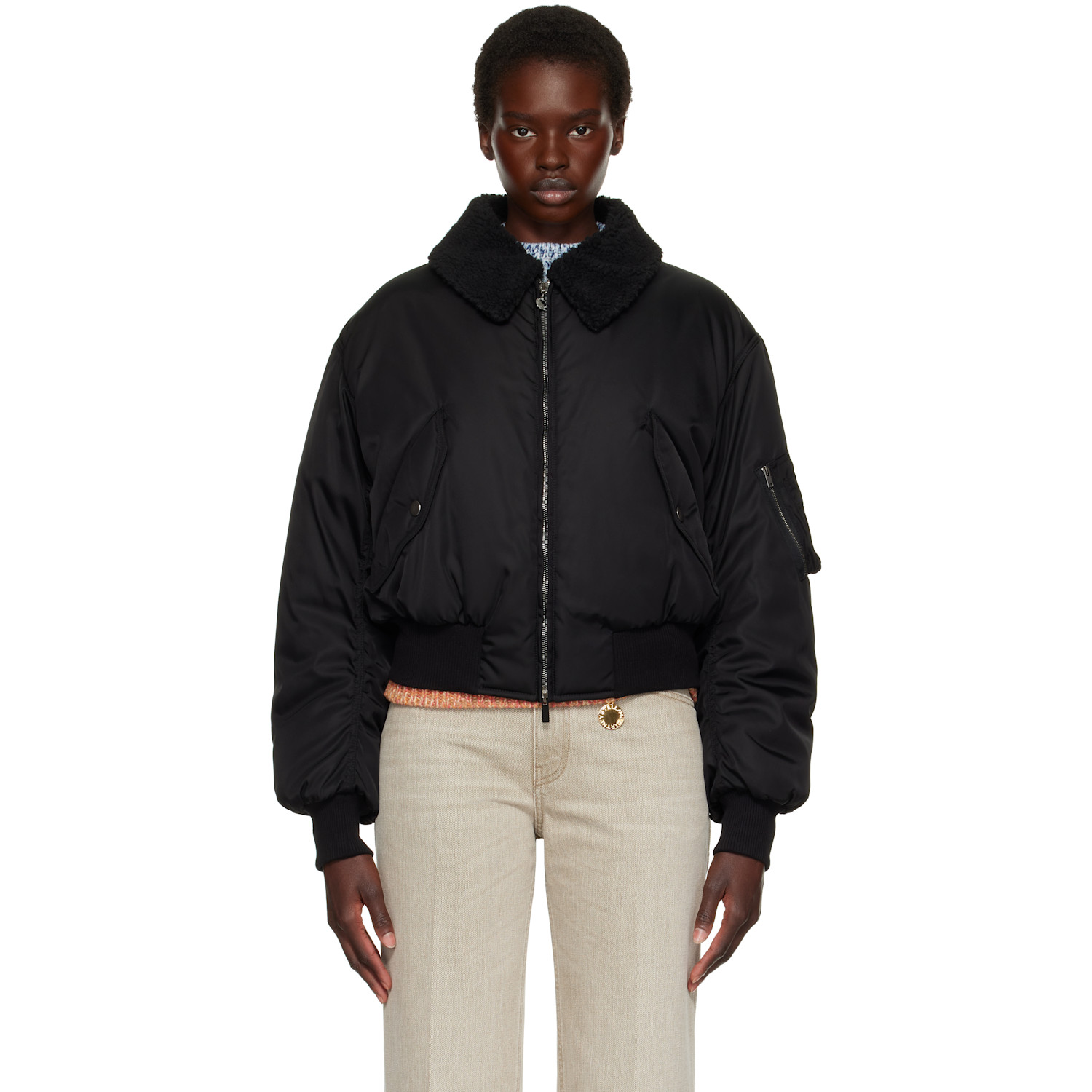 Stella McCartney - Black Collared Bomber Jacket