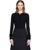 Stella McCartney Stella McCartney Black Crewneck Ribbed Long-Sleeve Bodysuit - 1