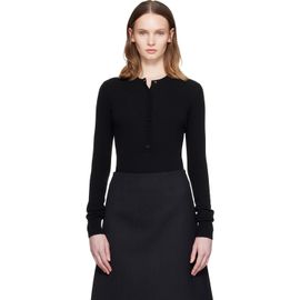 Stella McCartney Stella McCartney Black Crewneck Ribbed Long-Sleeve Bodysuit