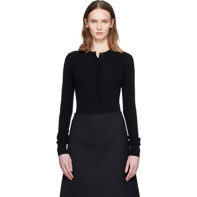 Stella McCartney Stella McCartney Black Crewneck Ribbed Long-Sleeve Bodysuit