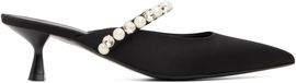 Stella McCartney Stella McCartney Black Elsa Pearl-Embellished Kitten Heels