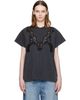 Stella McCartney Stella McCartney Black Lace Mix Washed Jersey Cotton T-shirt - 1