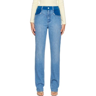 Stella McCartney Stella McCartney Blue Corduroy Panel Slim-Leg Jeans