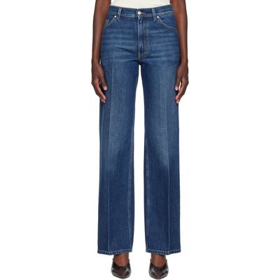Stella McCartney Stella McCartney Blue Crest-Embroidered Straight Jeans