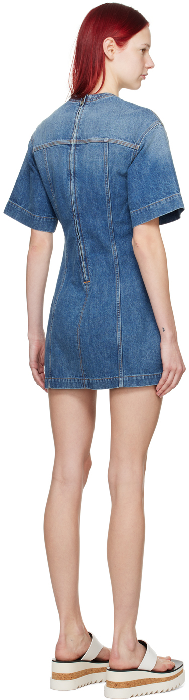 Stella McCartney - Blue Lace-Up Denim Minidress