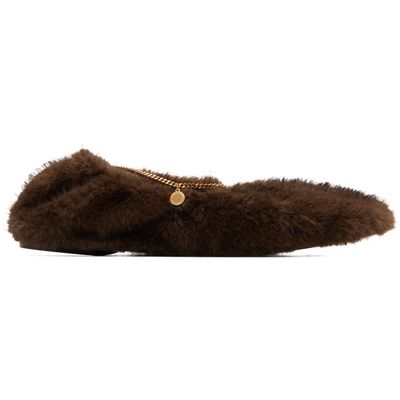 Stella McCartney Stella McCartney Brown Mink Ankle Chain Ballerina Flats