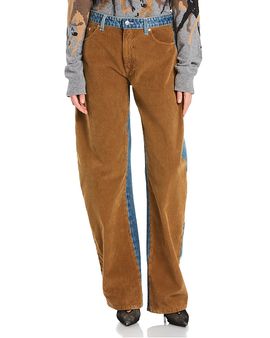 Stella Mccartney Stella McCartney Corduroy Mixed Curved Jeans in Mix Denim and Corduroy