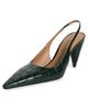 Stella McCartney Stella McCartney Croc-Embossed Faux Leather Cone-Heel Slingback Pumps Pine - 1