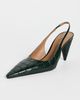 Stella McCartney Stella McCartney Croc-Embossed Faux Leather Cone-Heel Slingback Pumps Pine - 2
