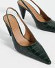 Stella McCartney Stella McCartney Croc-Embossed Faux Leather Cone-Heel Slingback Pumps Pine - 5