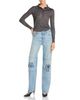 Stella Mccartney Stella McCartney Distressed Patch Straight Jeans in Mid Blue - 2