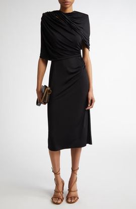 Stella McCartney Stella McCartney Draped Cape Cutout Midi Dress