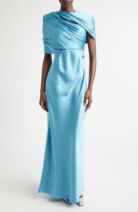 Stella McCartney Stella McCartney Draped Satin Cape Gown
