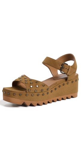 Stella McCartney Stella McCartney Elyse Studded Faux Suede Platform Sandals Brandy