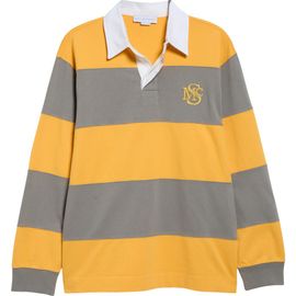 Stella McCartney Stella McCartney Embroidered Crest Colorblock Stripe Long Sleeve Rugby Polo