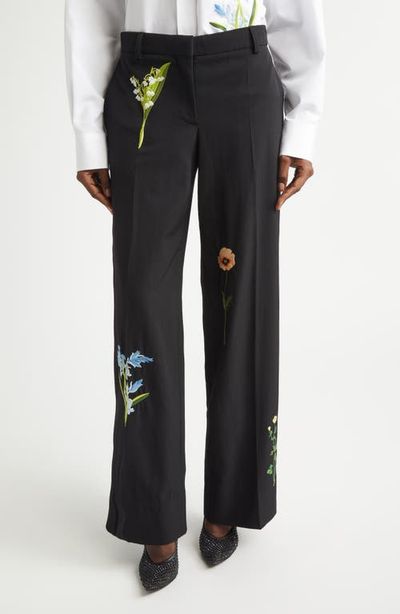 Stella McCartney Stella McCartney Embroidered Wool Straight Leg Pants