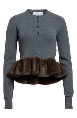 Stella McCartney Stella McCartney Faux Fur Trim Wool Blend Sweater