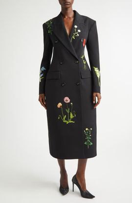 Stella McCartney Stella McCartney Flower Embroidered Wool Coat