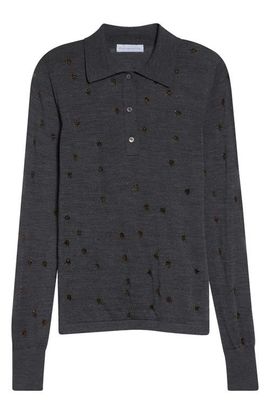 Stella McCartney Stella McCartney Glitter Dot Wool Blend Polo Sweater