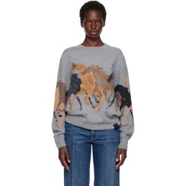 Stella McCartney Stella McCartney Gray Racing Horses Sweater
