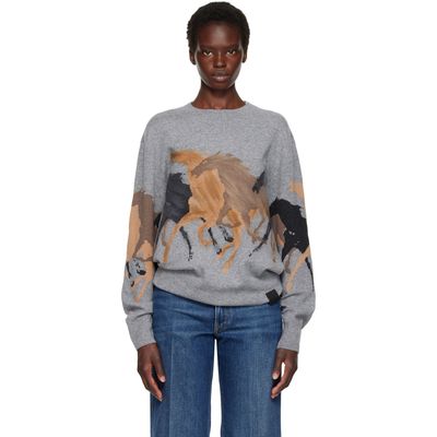 Stella McCartney Stella McCartney Gray Racing Horses Sweater