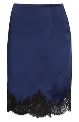 Stella McCartney Stella McCartney Iconic Lace Trim Satin Wrap Skirt
