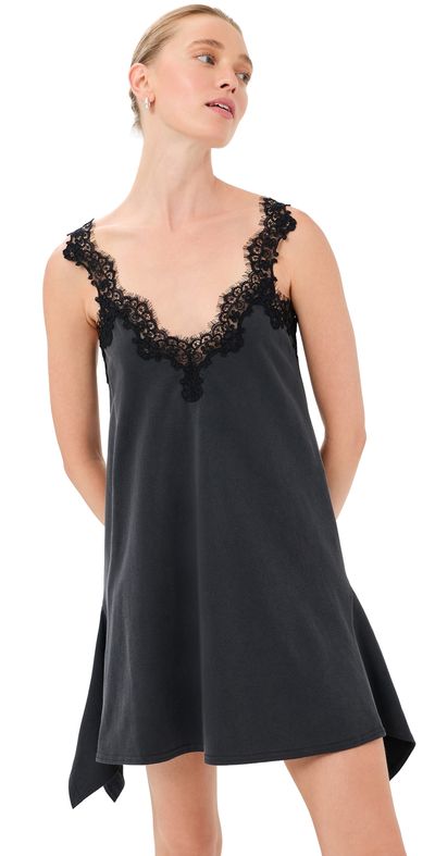 Stella McCartney Stella McCartney Lace Mix Washed Jersey Dress Washed Black