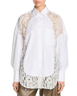 Stella Mccartney Stella McCartney Lace Paneled Poplin Shirt