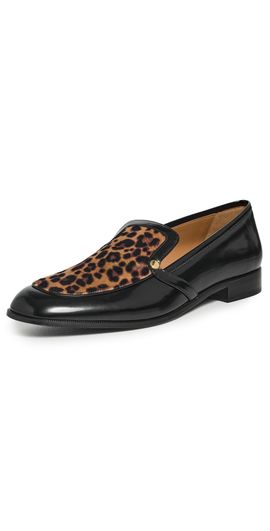 Stella McCartney Stella McCartney Loafer Brushed Alter Mat & Leopard Printed Velvet Flats Black/Leopard