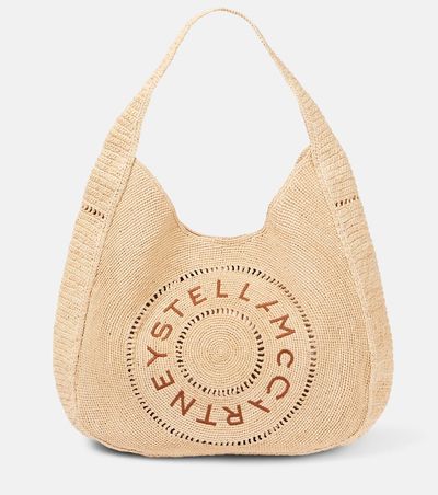 Stella McCartney Stella McCartney Logo embroidered raffia tote bag