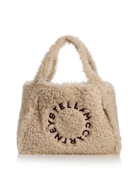 Stella Mccartney Stella McCartney Logo Faux Shearling Tote