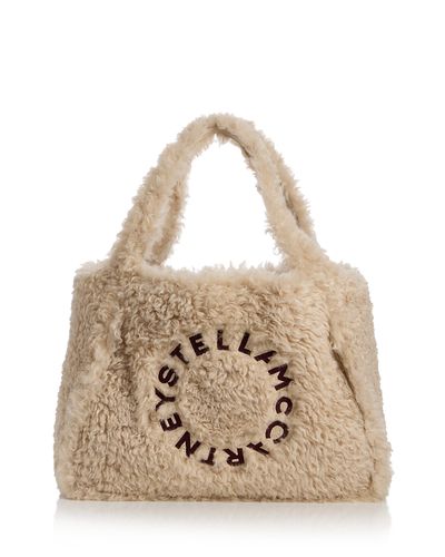 Stella Mccartney Stella McCartney Logo Faux Shearling Tote