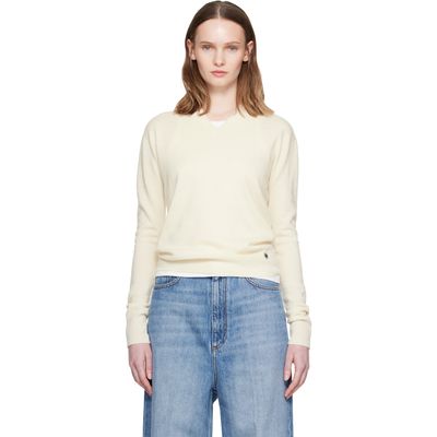 Stella McCartney Stella McCartney Off-White Cashmere V-Neck Sweater