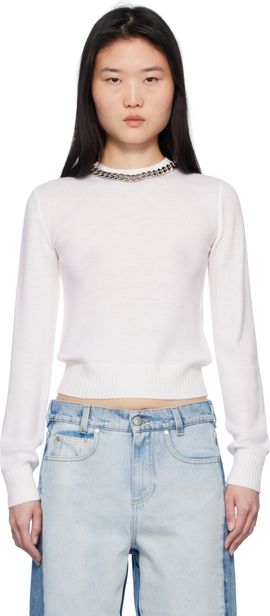 Stella McCartney Stella McCartney Off-White Falabella Chain Fine-Knit Sweater